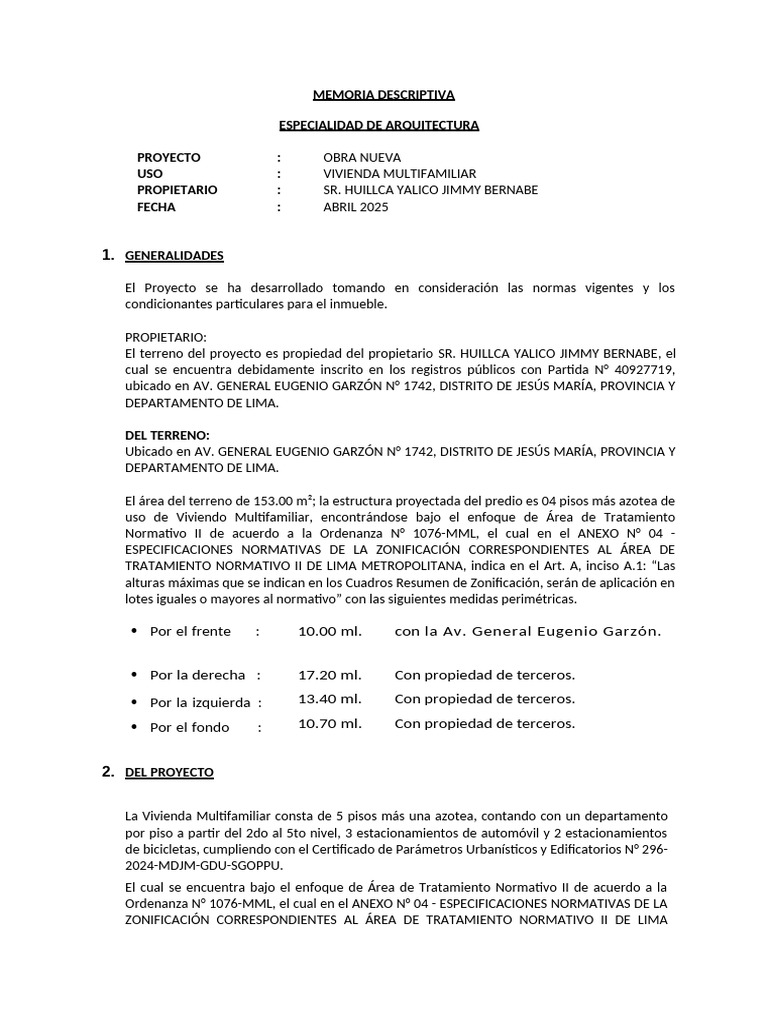 Proyecto de Vivienda Multifamiliar en Lima | PDF | Fundación ...