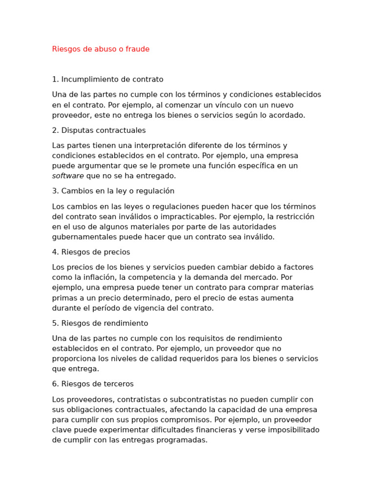 Riesgos de fraude y abuso en contratos | PDF | Bolsa | Inversiones