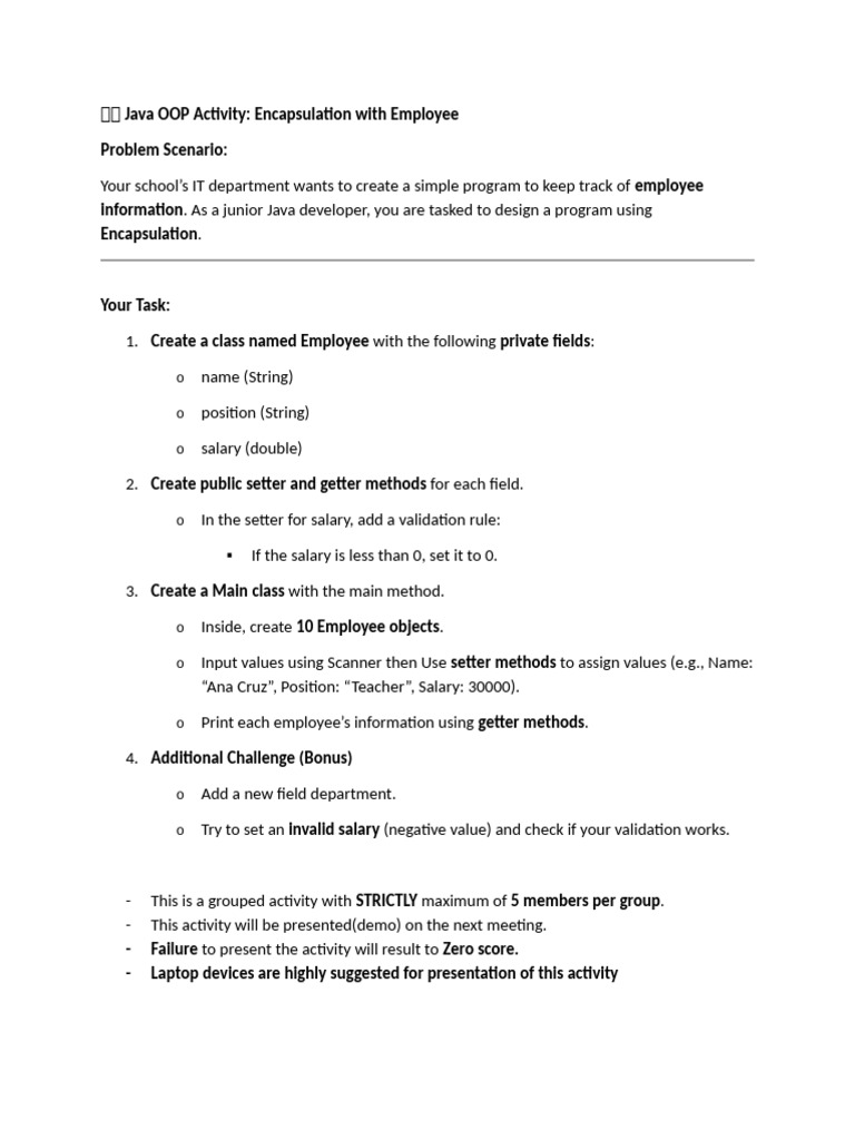 Encapsulation Activity | PDF