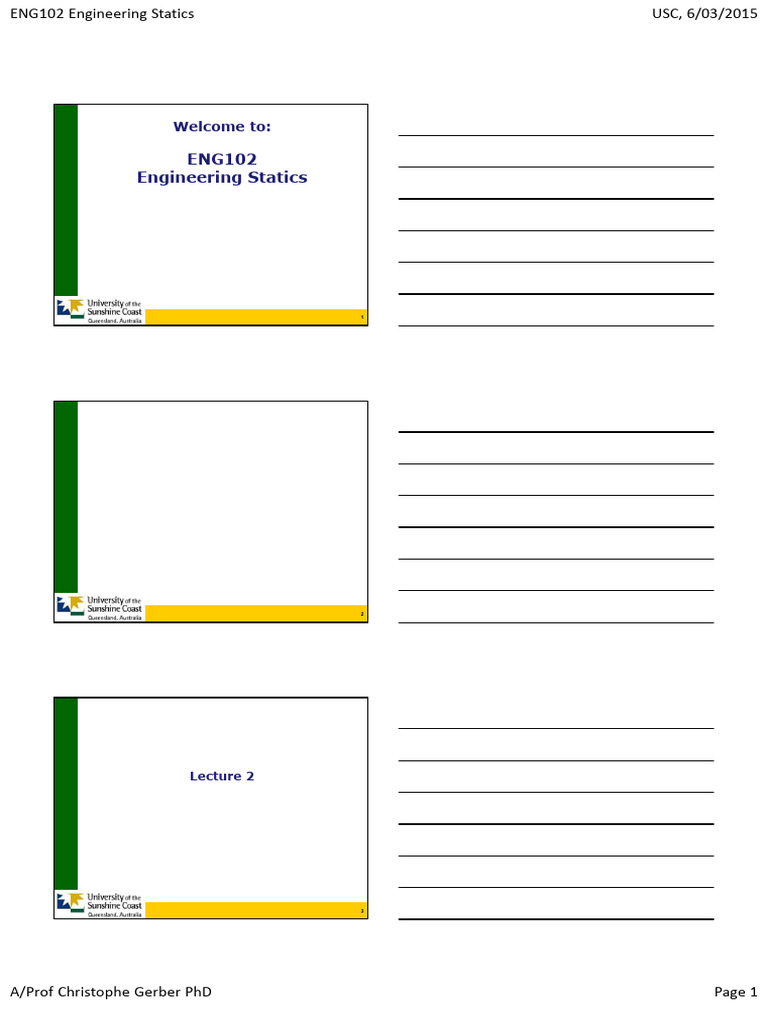 ENG102 Engineering Statics Overview | PDF | Force | Rotation