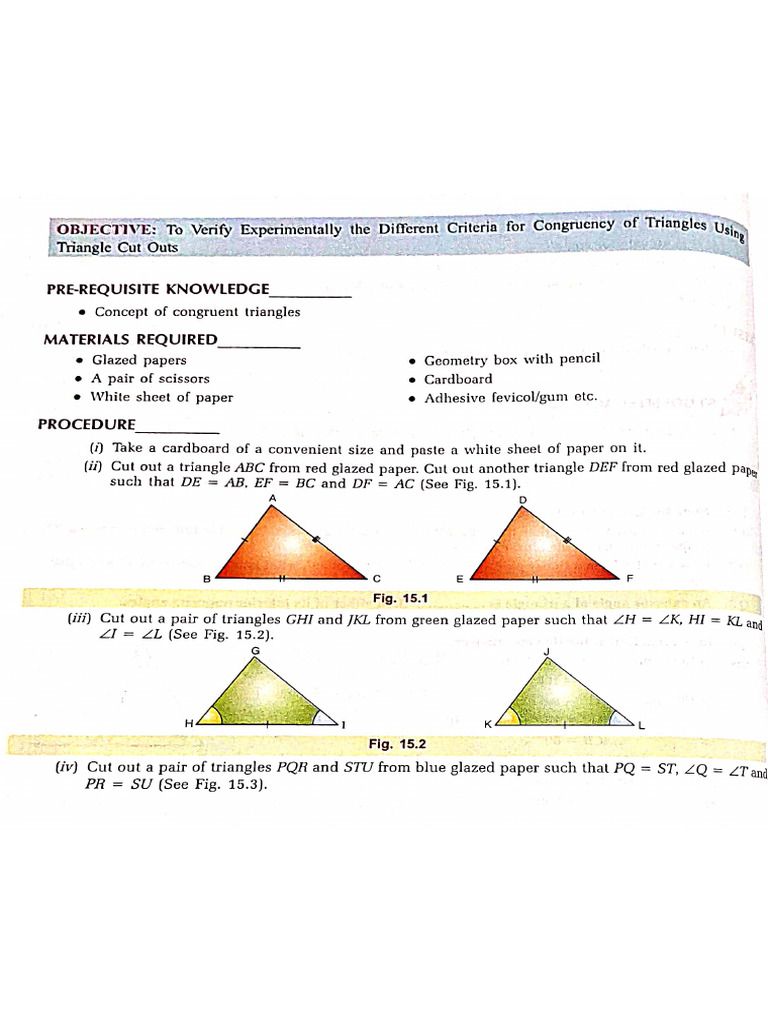 Activity On Congruency of Triangle | PDF