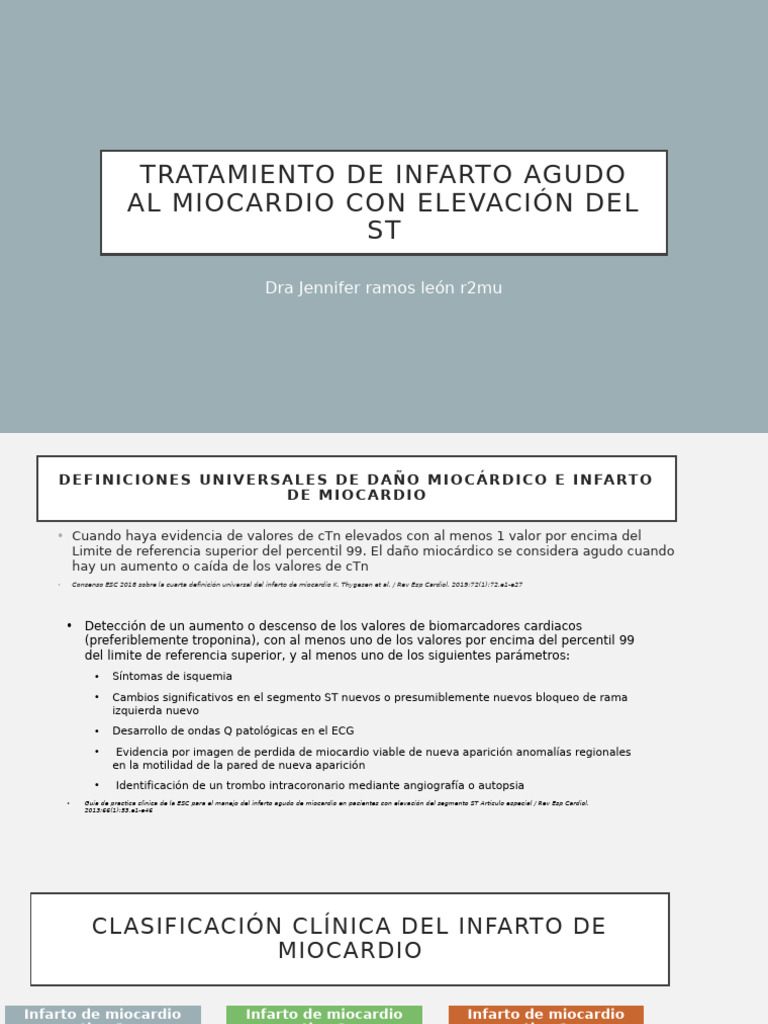 Tratamiento de Infarto Agudo Al Miocardio Con Elevación | PDF | Infarto ...