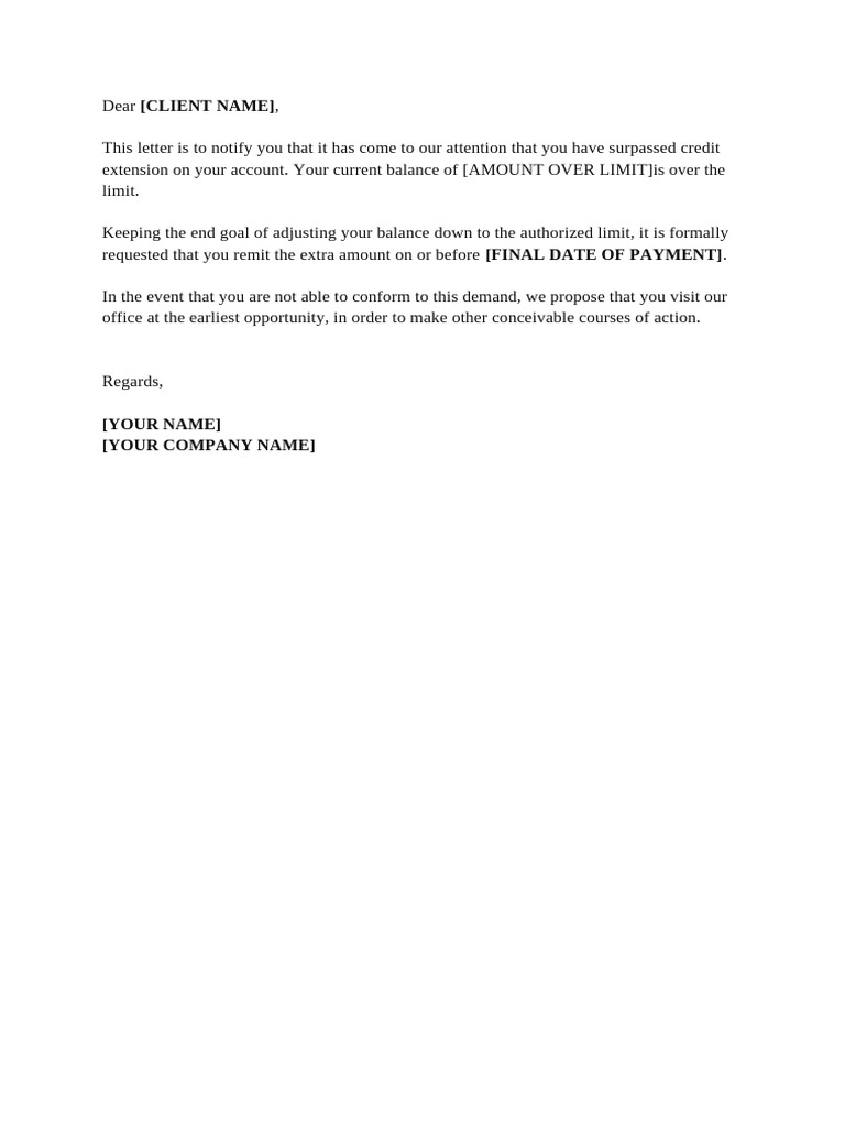 Credit Limit Notification Letter | PDF