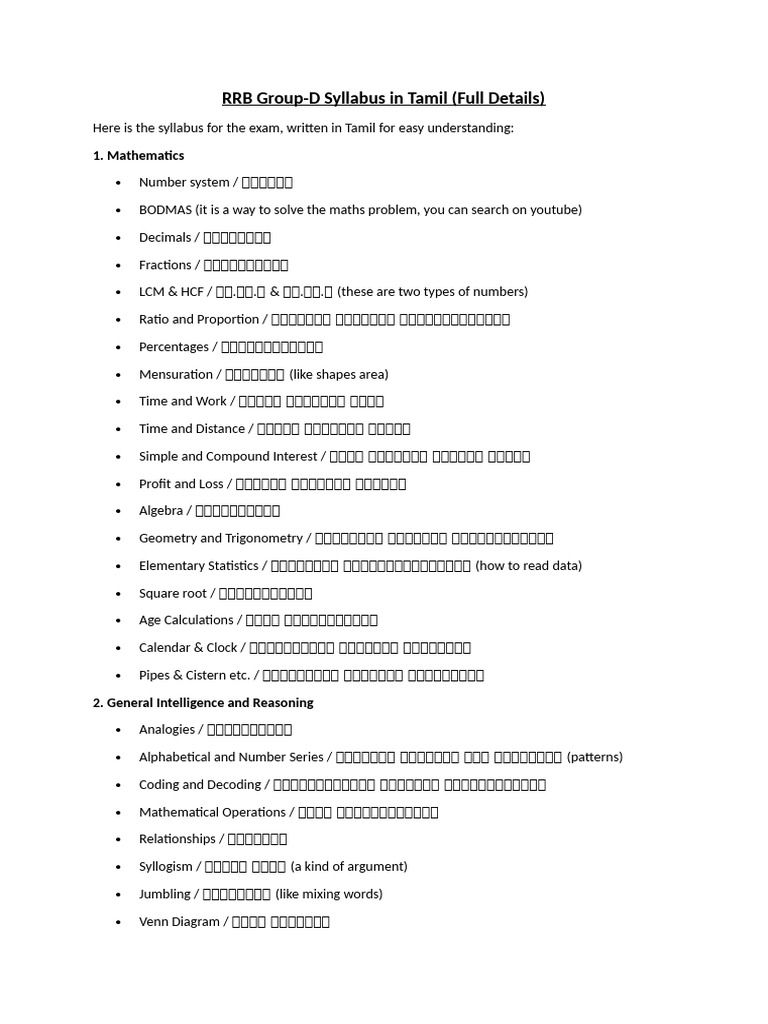 Syllabus RRB Group D | PDF