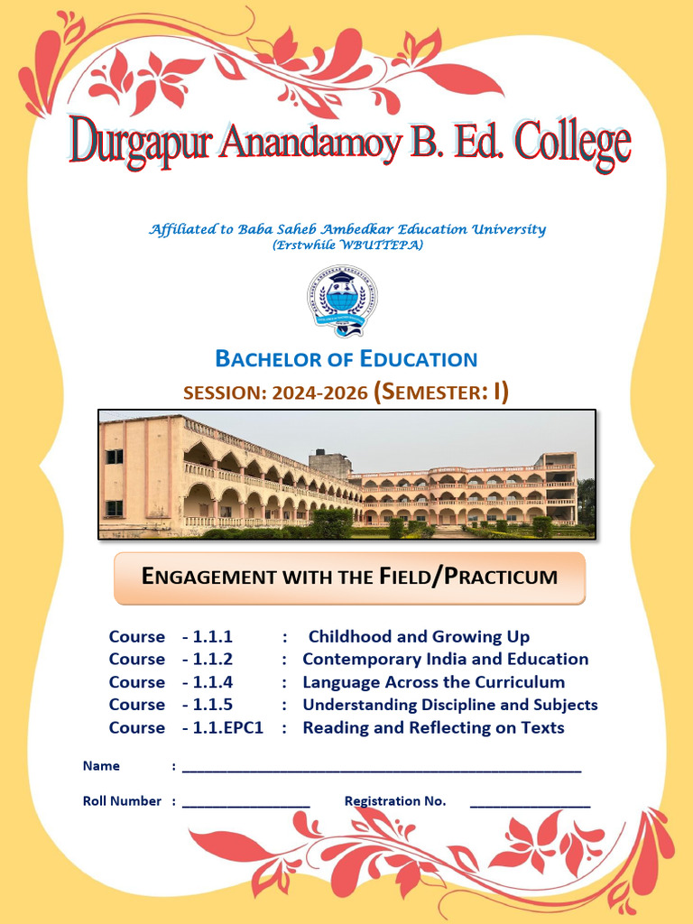 B. Ed. Engagement With Field Cover Page | PDF