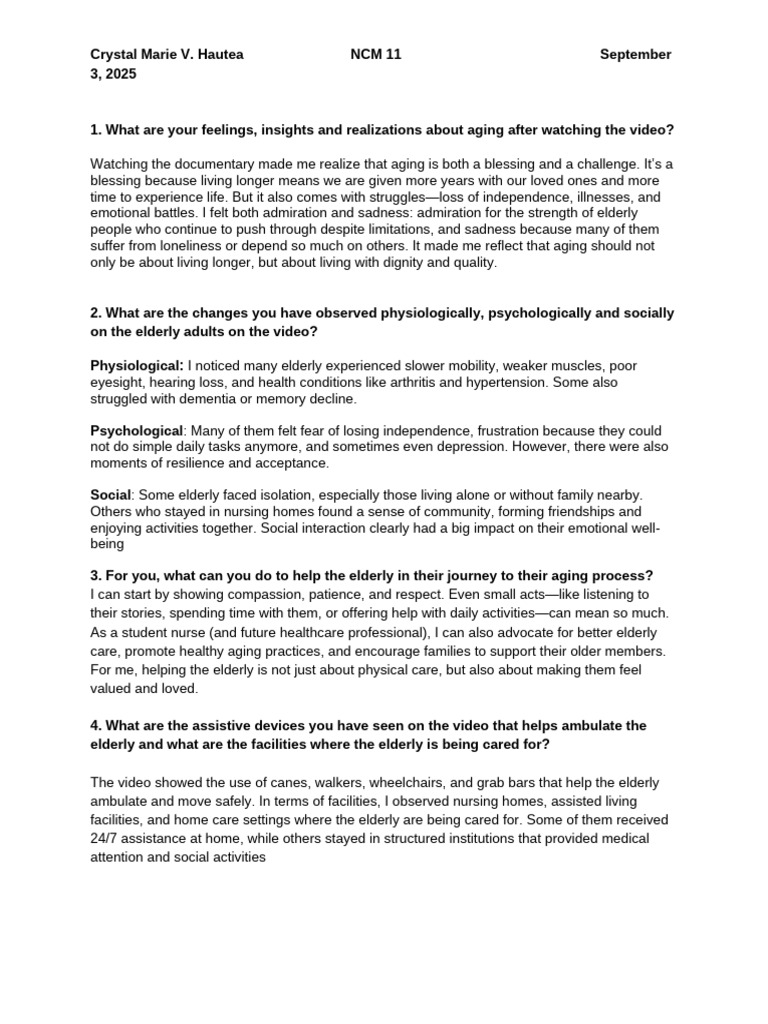 Insights on Aging: Challenges and Care | PDF | Ageing | Old Age