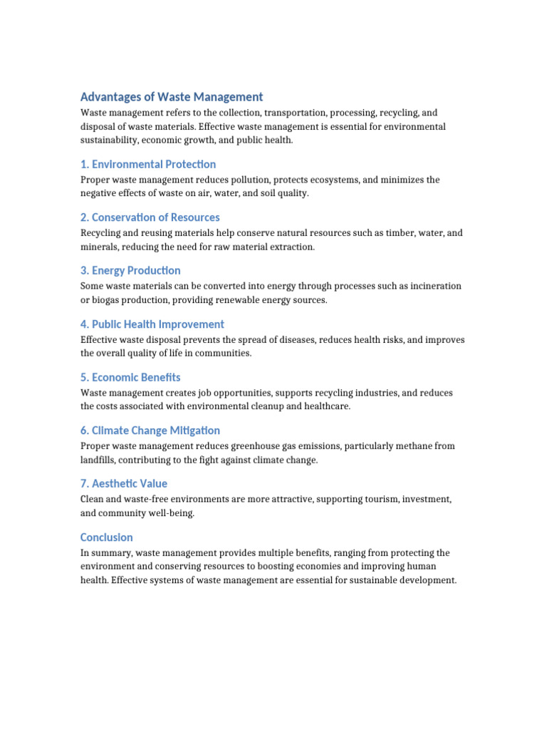 Benefits of Effective Waste Management | PDF