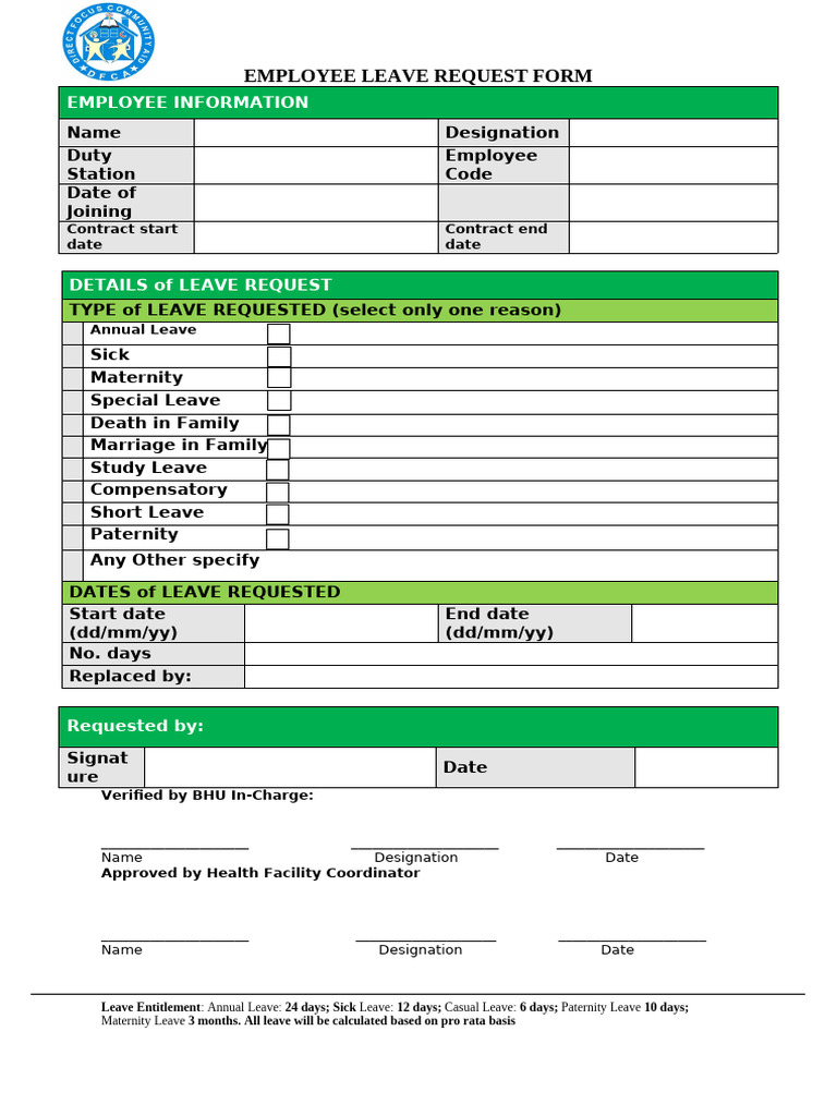 Employee Leave Request Form Template | PDF