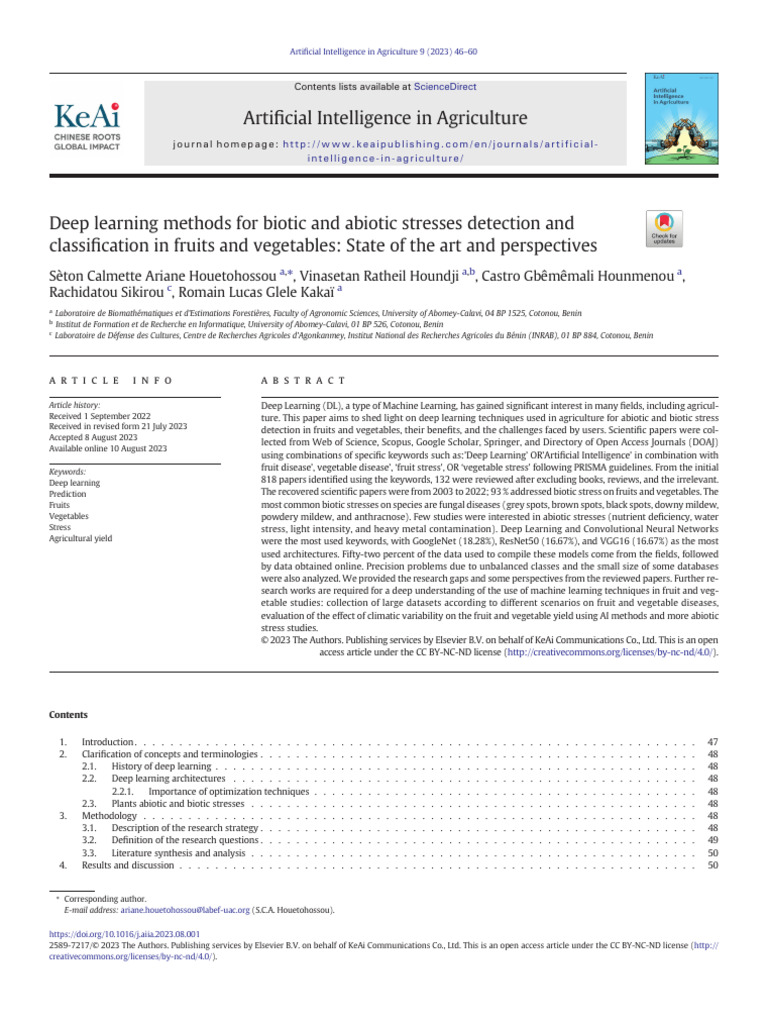 Deep Learning for Crop Stress Detection | PDF | Deep Learning | Machine ...