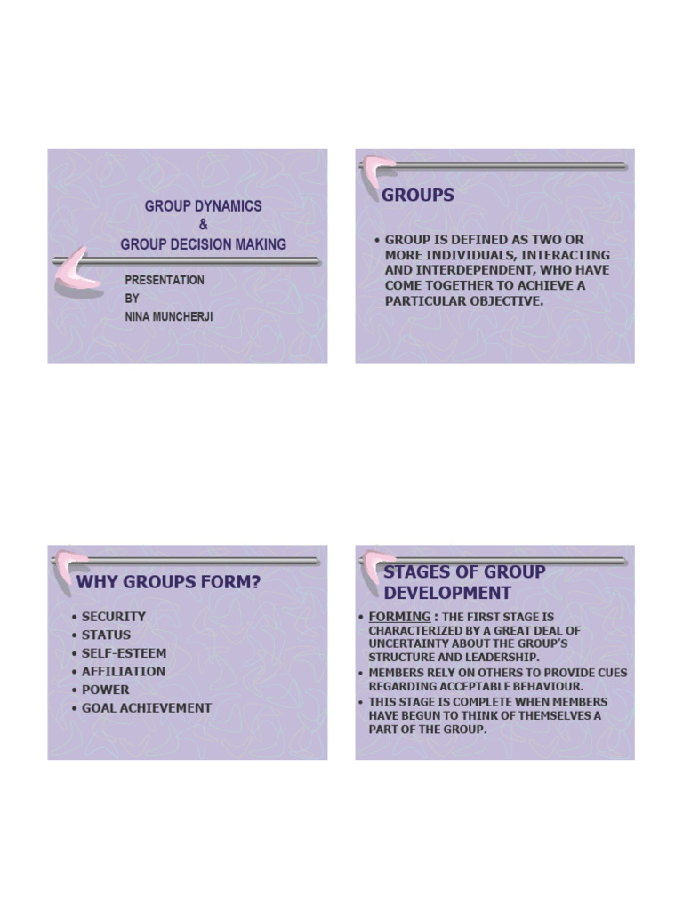 Group Dynamics and Decision Making | PDF | Psychological Concepts ...