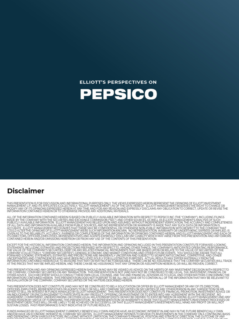 Elliott's Insights on PepsiCo Strategy | PDF | Pepsi Co | Securities ...