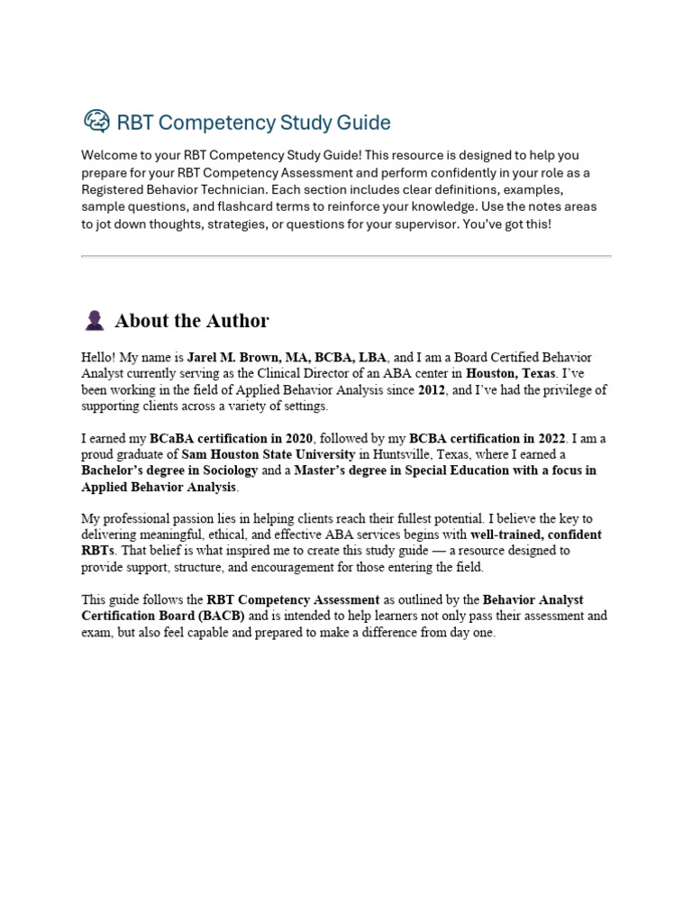 RBT Competency Assessment Guide | PDF | Reinforcement | Learning