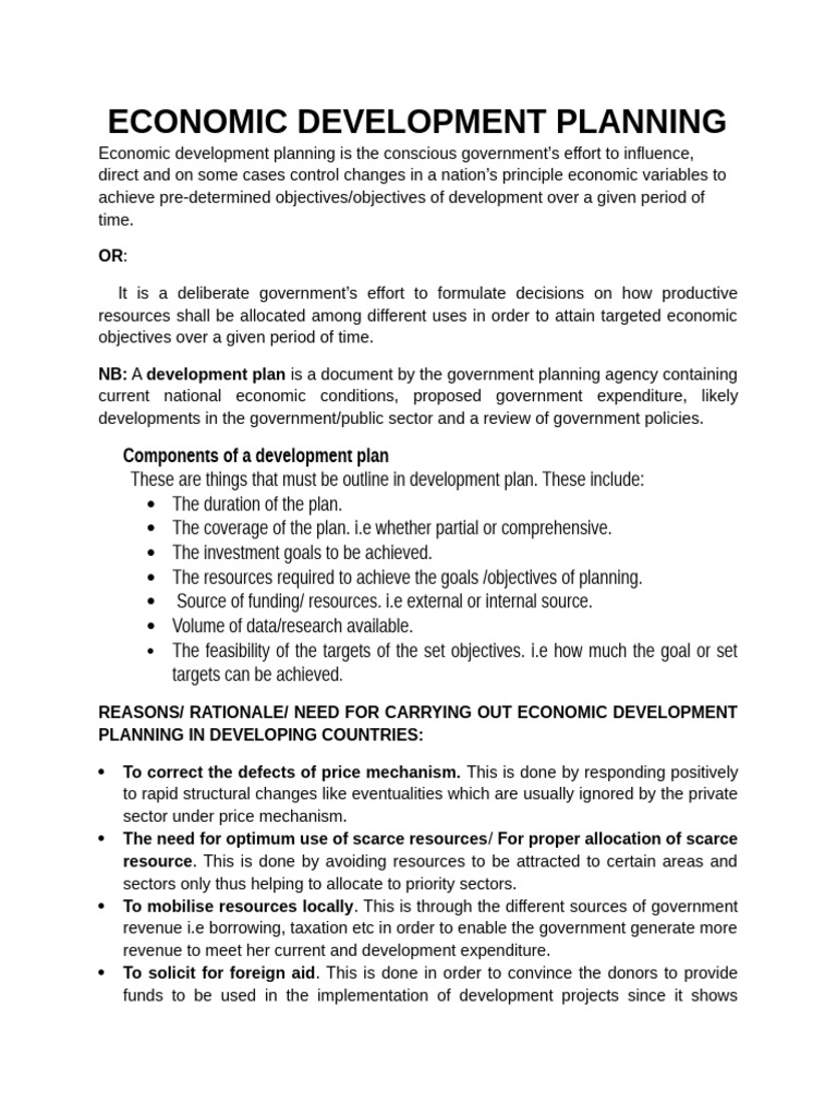 Economic Development Planning Overview | PDF | Taxes | Macroeconomics