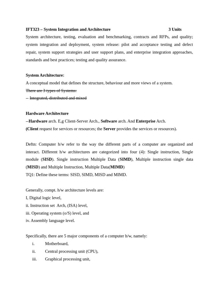 System Integration and Architecture Overview | PDF | Computer Network ...