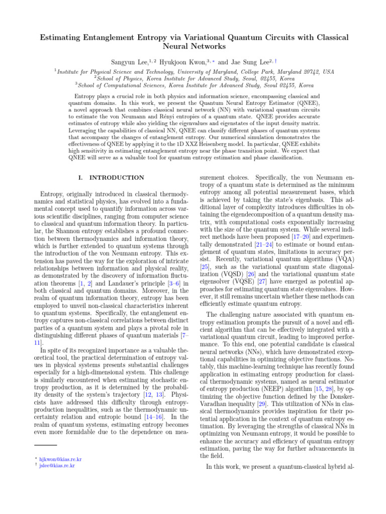 Quantum Neural Entropy Estimator Method | PDF | Quantum Entanglement ...
