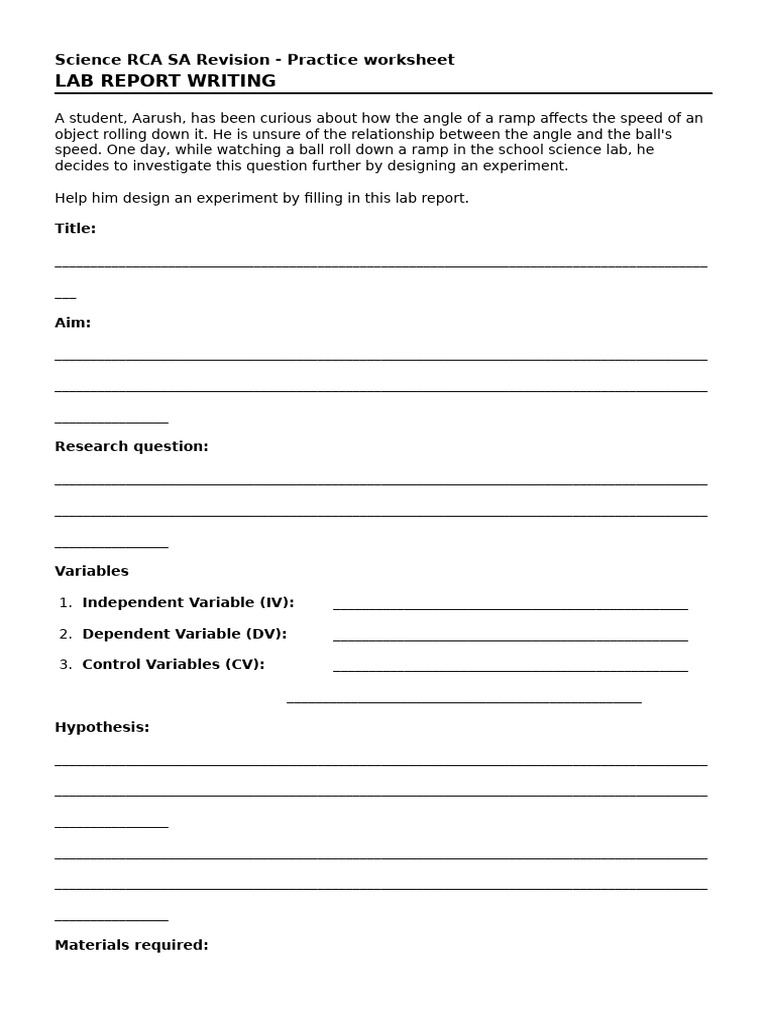 Gr6 RCA SA Revision - Cri B Lab Report Writng | PDF | Experiment ...