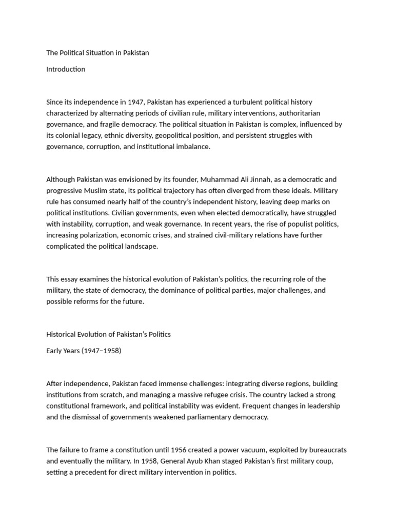 Pakistan's Political Landscape Overview | PDF | Pakistan | Zulfikar Ali ...