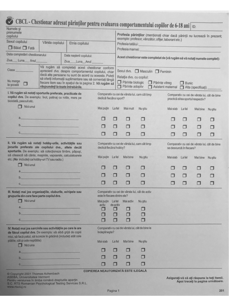 CBCL Aseba | PDF