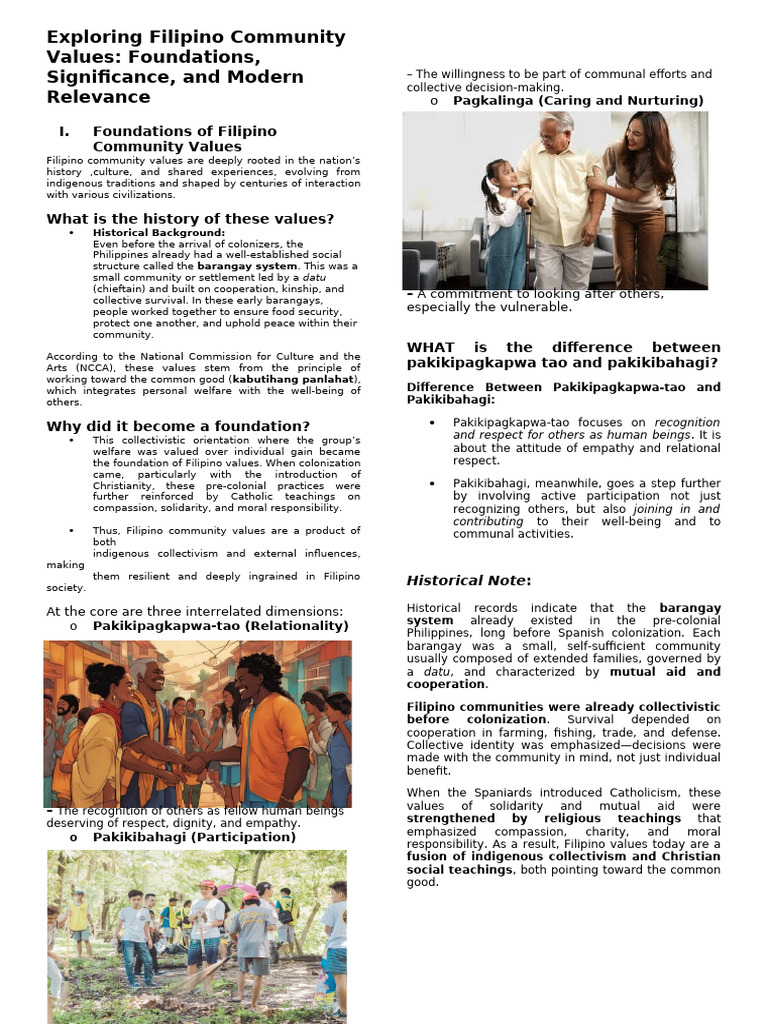 Filipino Community Values Explained | PDF | Philippines | Value (Ethics)