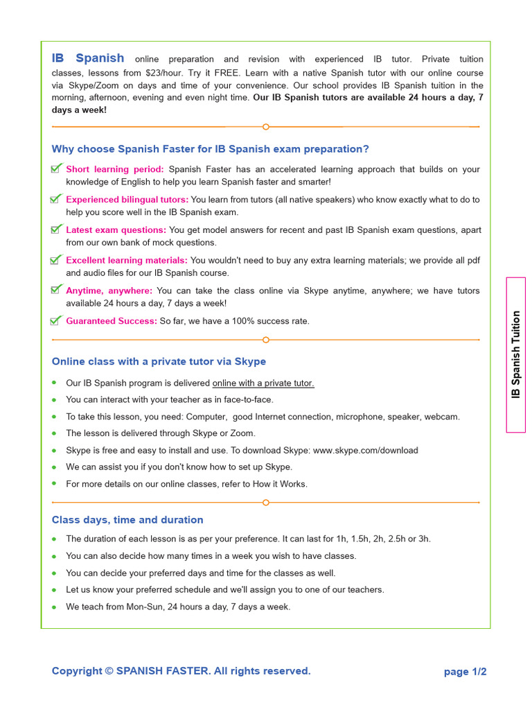 Online IB Spanish Tutoring Services | PDF | Educational Technology