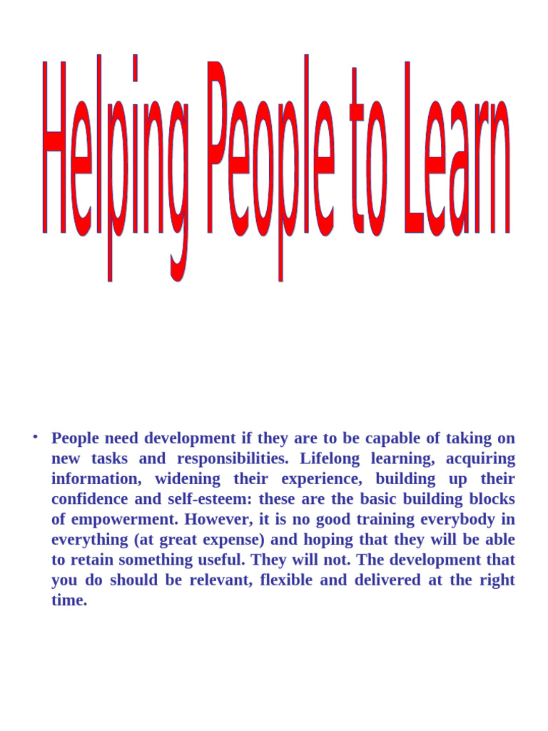 Helping People To Learn | PDF | Learning | Mentorship
