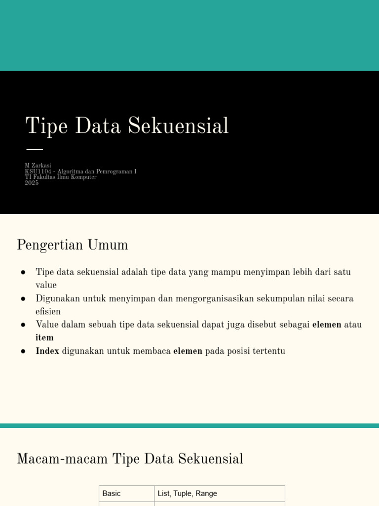 Tipe Data Sekuensial dalam Python | PDF