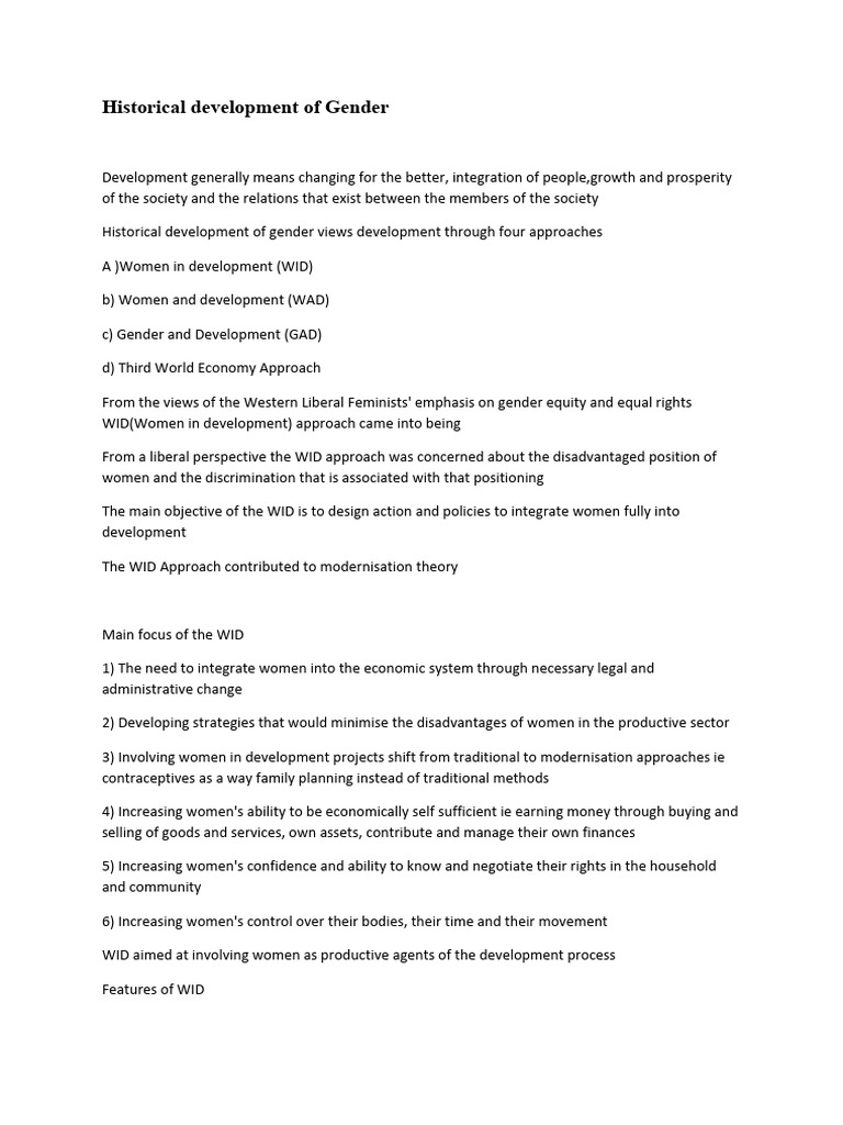 Historical Development of Gender | PDF | Empowerment | Gender And ...