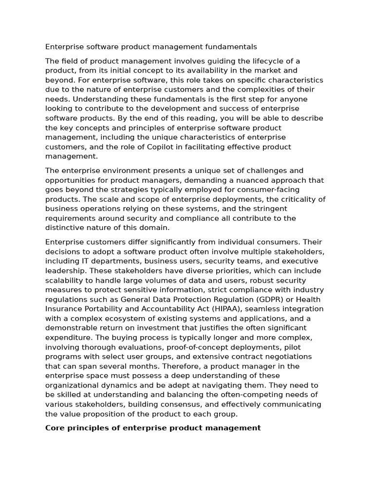 Enterprise Software Product Management Basics | PDF | Artificial ...