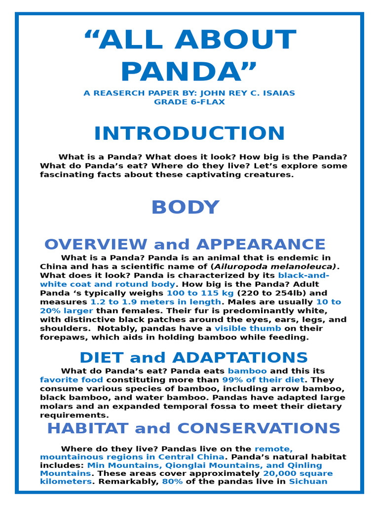 Panda: Facts and Conservation Efforts | PDF