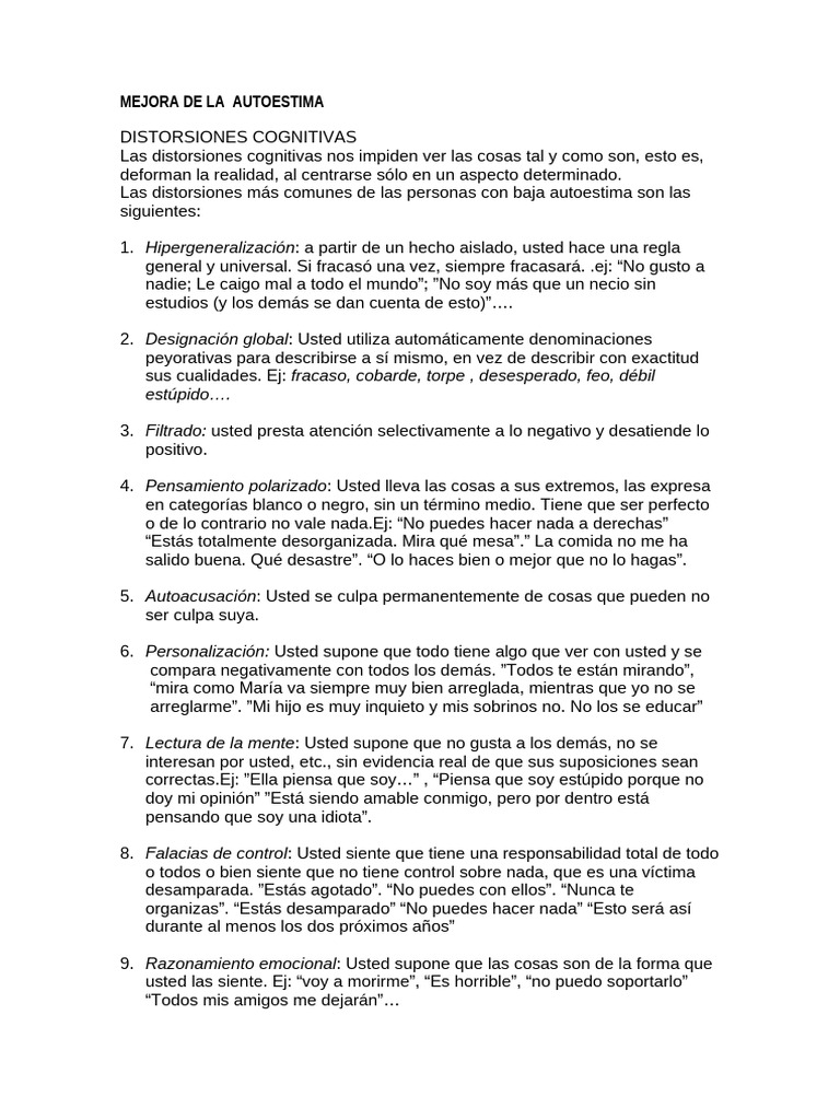 Mejora de La Autoestima. | PDF | Autoestima | Pensamiento