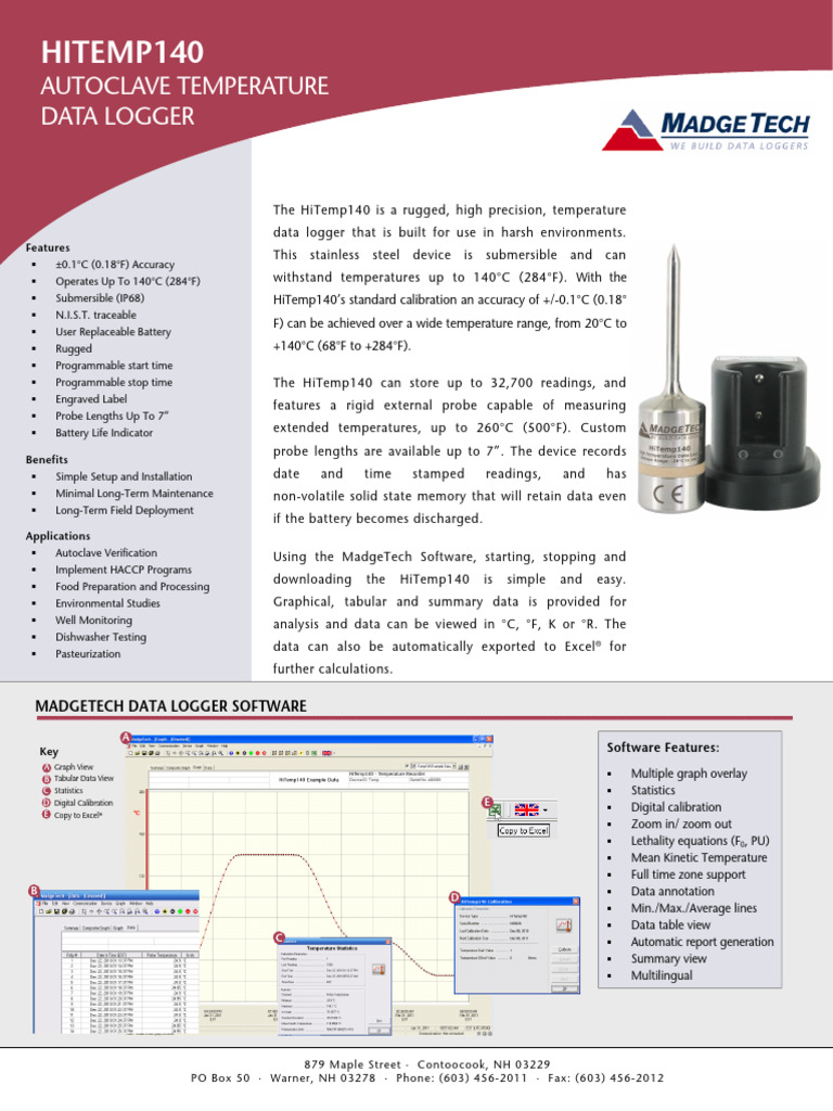 HiTemp140 High-Temperature Data Logger | PDF | Calibration | Microsoft ...