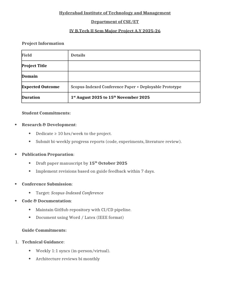 CSE Major Project Guidelines 2025-26 | PDF