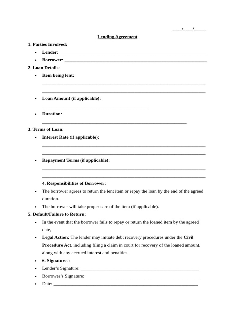 Lending Agreement | PDF