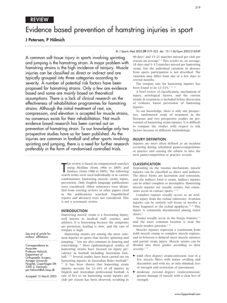 Preventing Hamstring Injuries in Sports | PDF | Musculoskeletal System