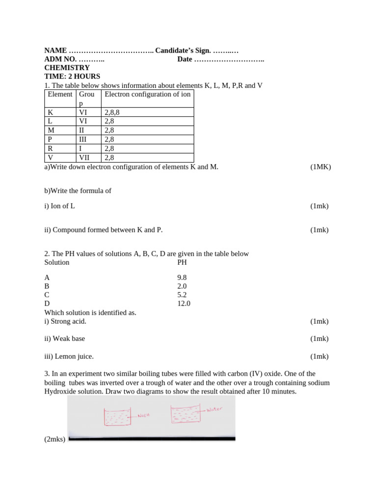 Chem p1 Revision | PDF | Hydrogen | Chemical Reactions