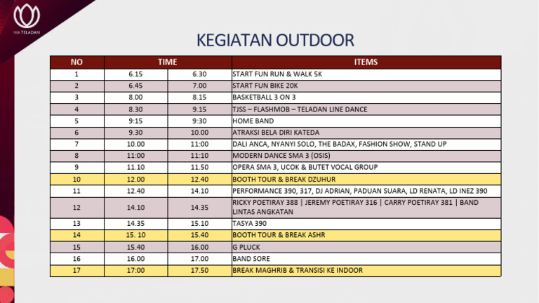Outdoor Event Schedule and Activities | PDF