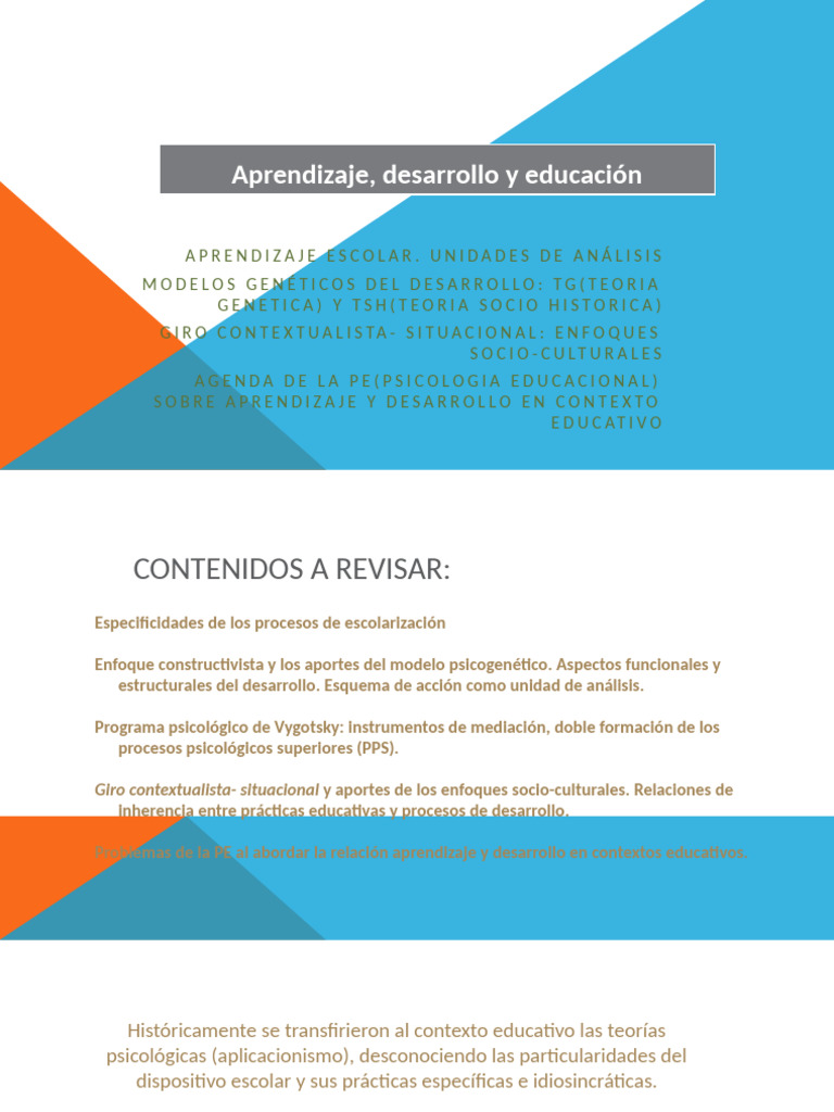 Análisis del Aprendizaje Escolar y Teorías | PDF | Aprendizaje | Plan ...