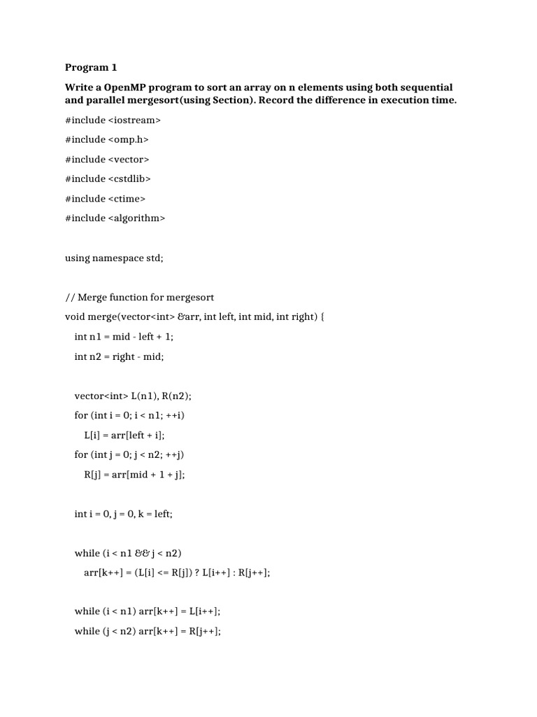 OpenMP Array Sorting and Timing | PDF | Computer Science | Software ...