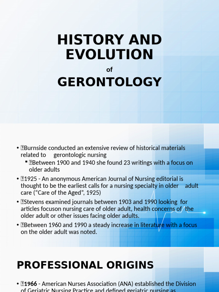 Evolution of Gerontologic Nursing | PDF | Gerontological Nursing | Nursing