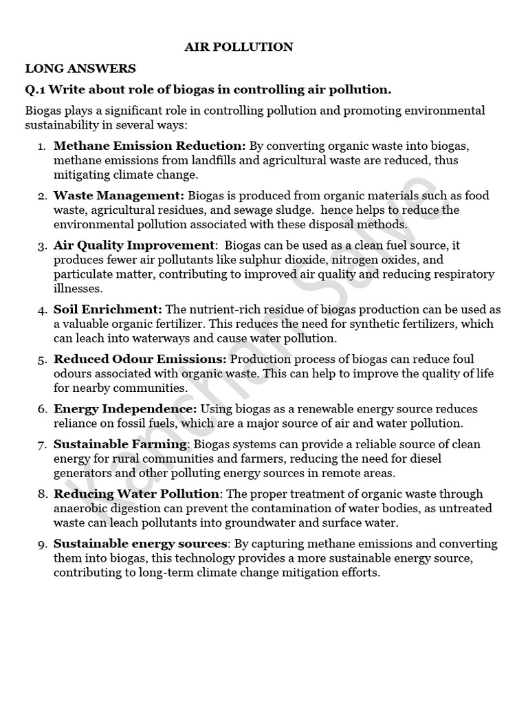 Biogas and Air Pollution Solutions | PDF | Biogas | Natural Gas