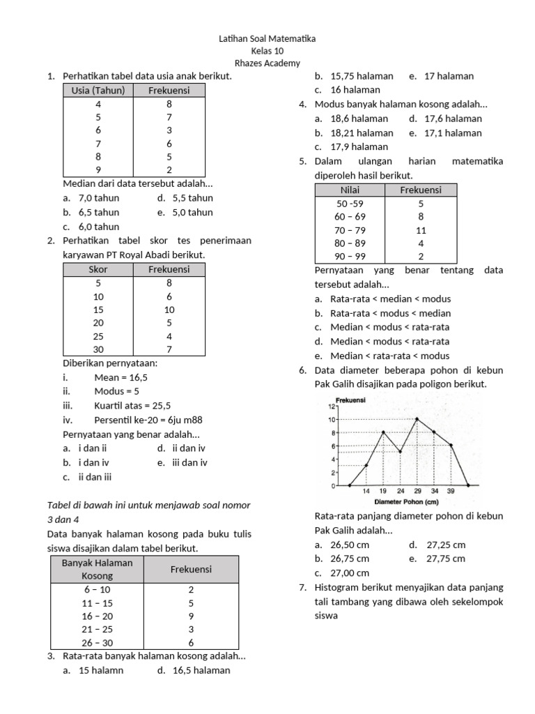 Soal Statistik Kelas 12 Matematika | PDF