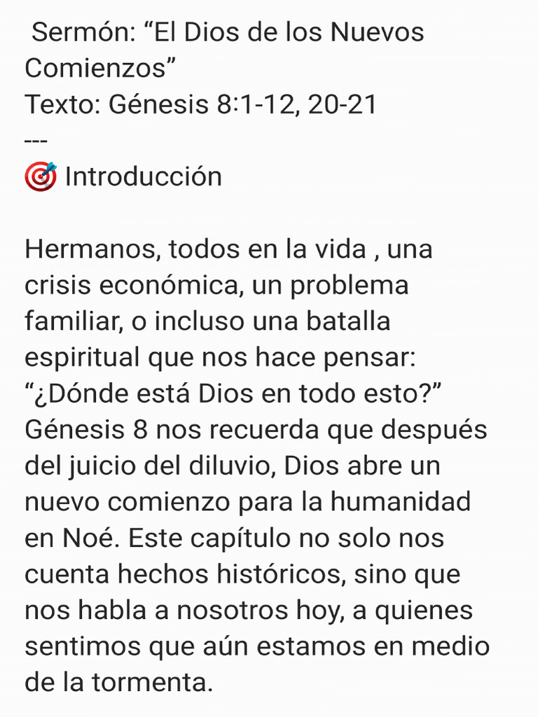 Génesis 8 El Dios de Los Nuevos Comienzos - 250902 - 193527 | PDF