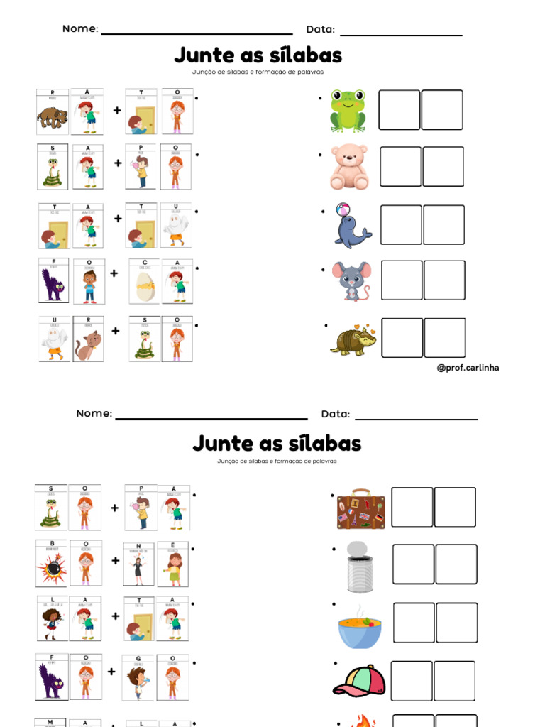 Junte Sílabas e Forme Palavras | PDF