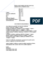 Características y documentos requeridos para harina de pescado