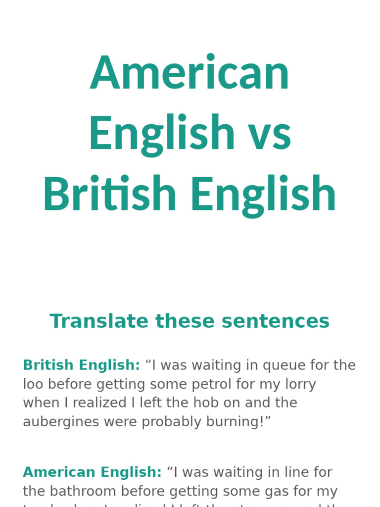 American vs British English Differences | PDF | Languages Of The United ...