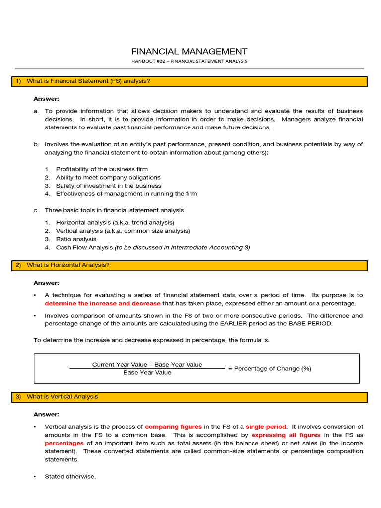 ACYFMG1 Notes Financial Statement Analysis | PDF | Dividend | Investing