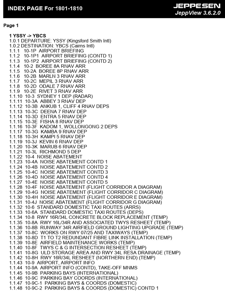 JeppView 3.6.2.0 Flight Index 1801-1810 | PDF | Navigation | Avionics