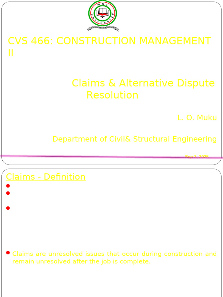Claims and Dispute Resolution in Construction | PDF | Arbitration ...