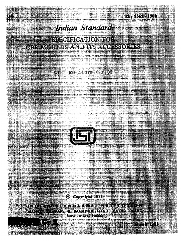 Is 9669-1980 CBR Moulds and Its Accessories | PDF
