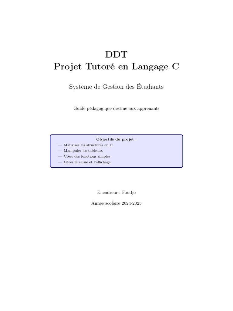 Gestion des Étudiants en Langage C | PDF | Pointeur (programmation ...